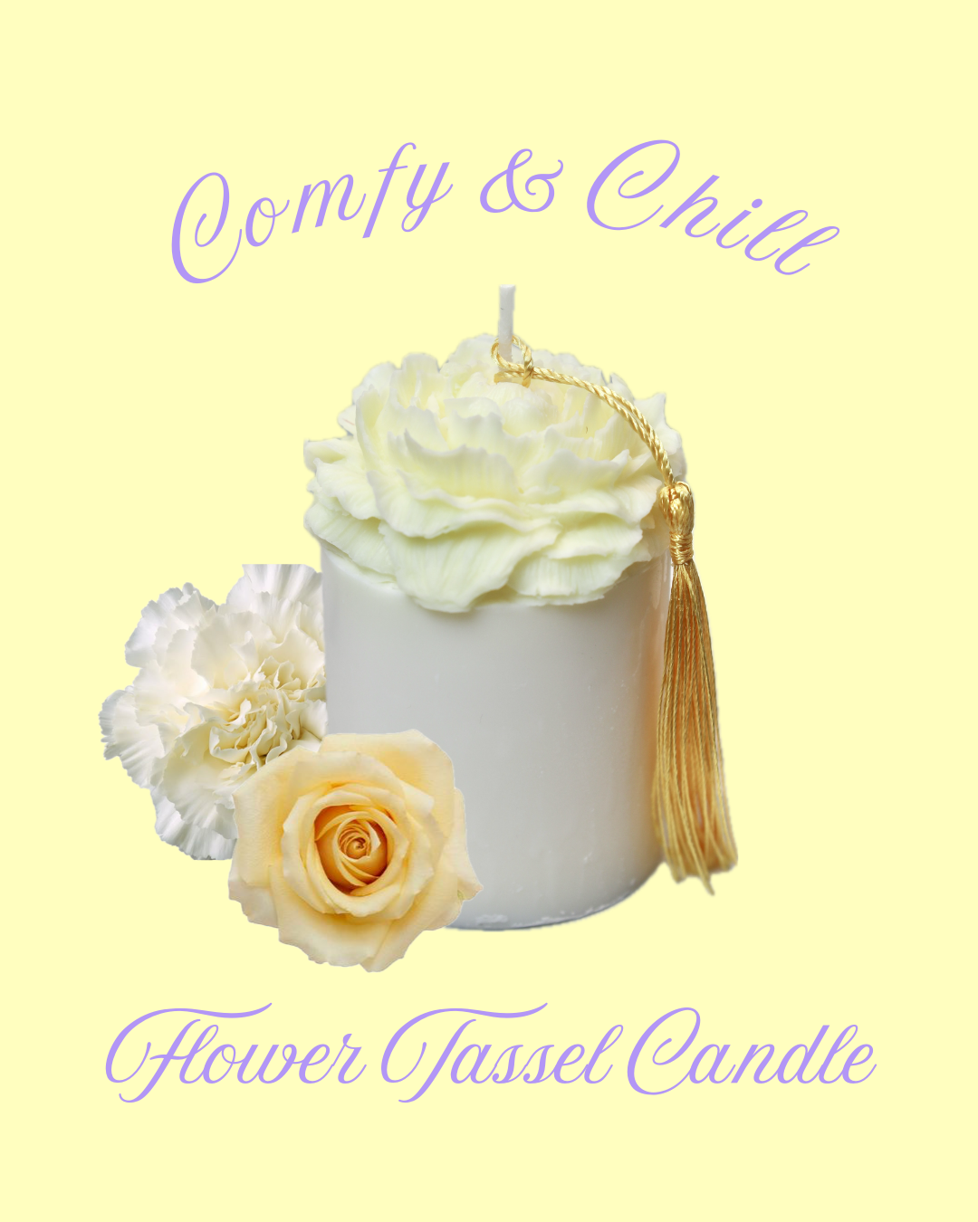 Rose Tassel Candle (Yellow)