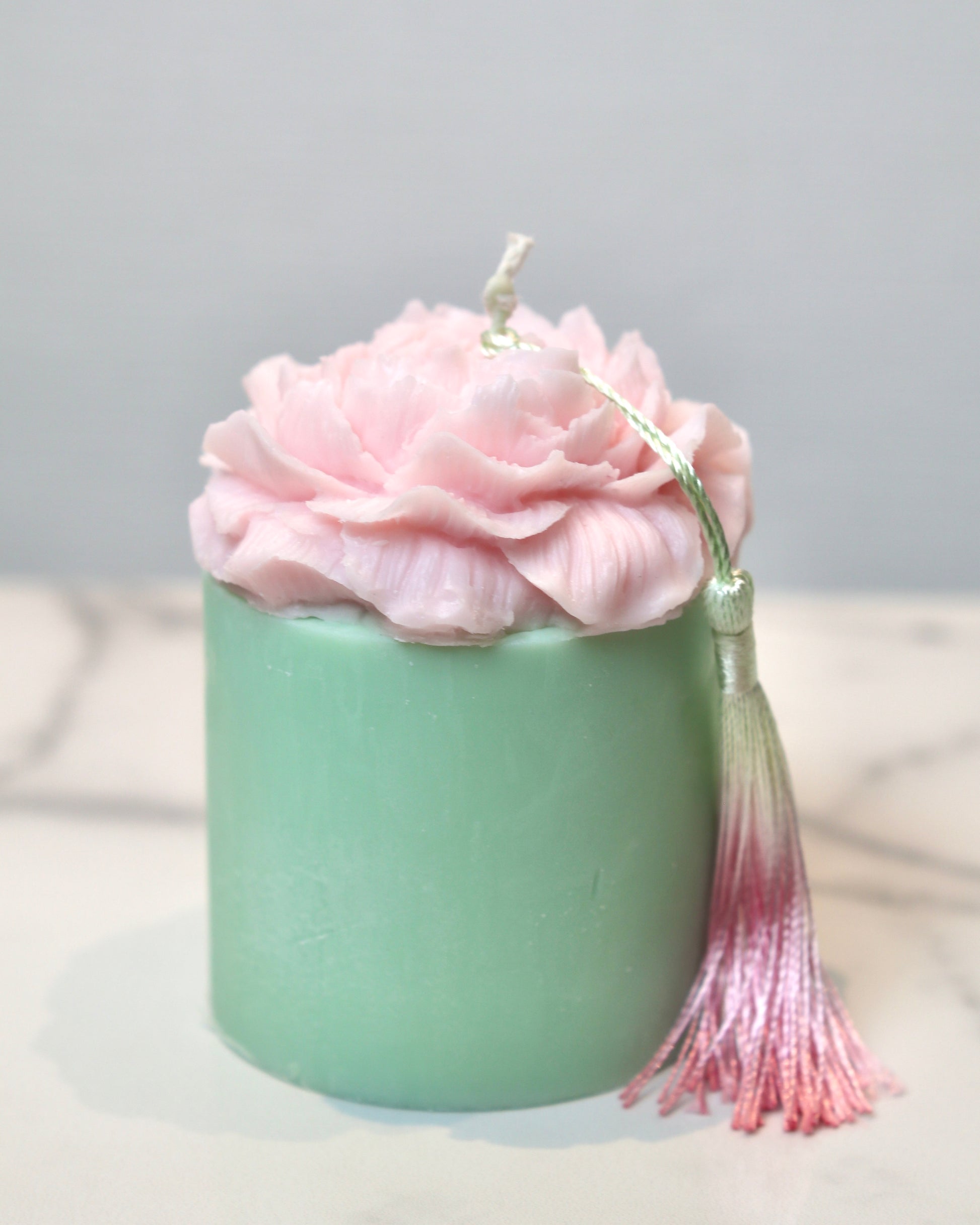 Rose Tassel Candle (Pink & Green)