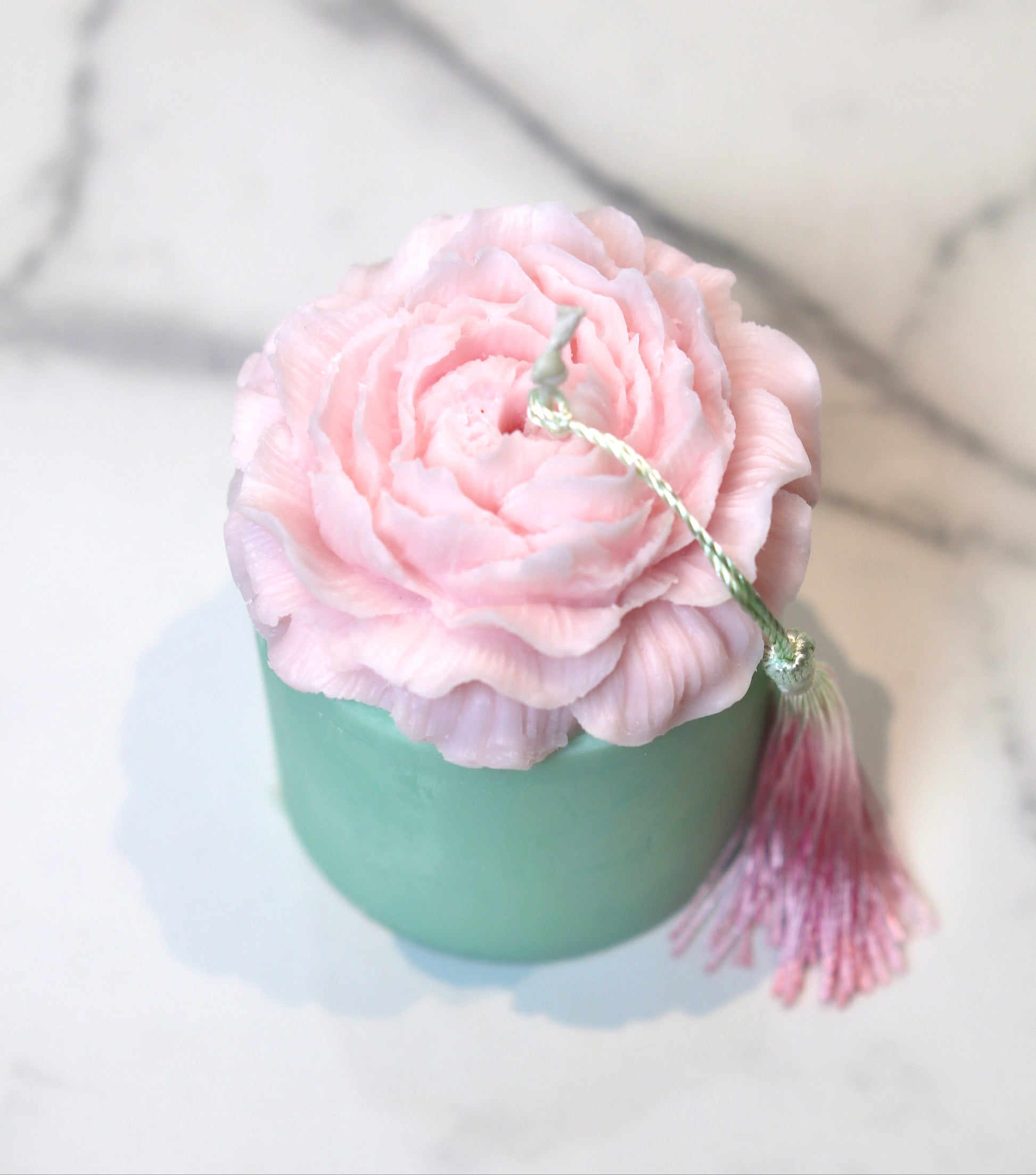 Rose Tassel Candle (Pink & Green)