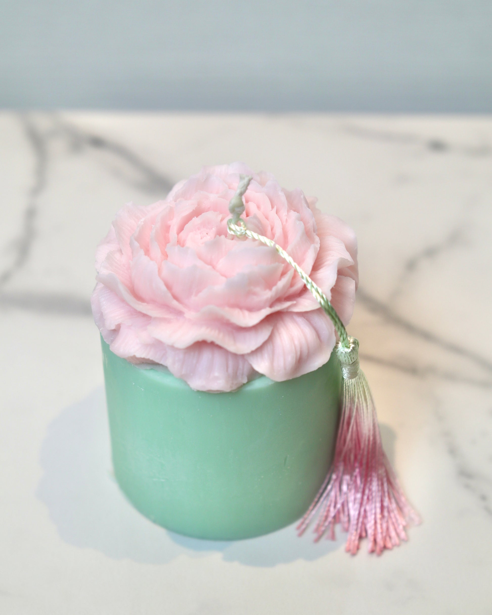 Rose Tassel Candle (Pink & Green)