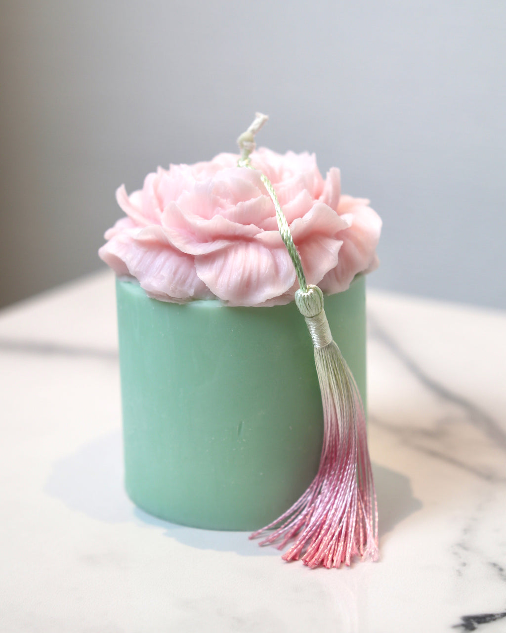 Rose Tassel Candle (Pink & Green)