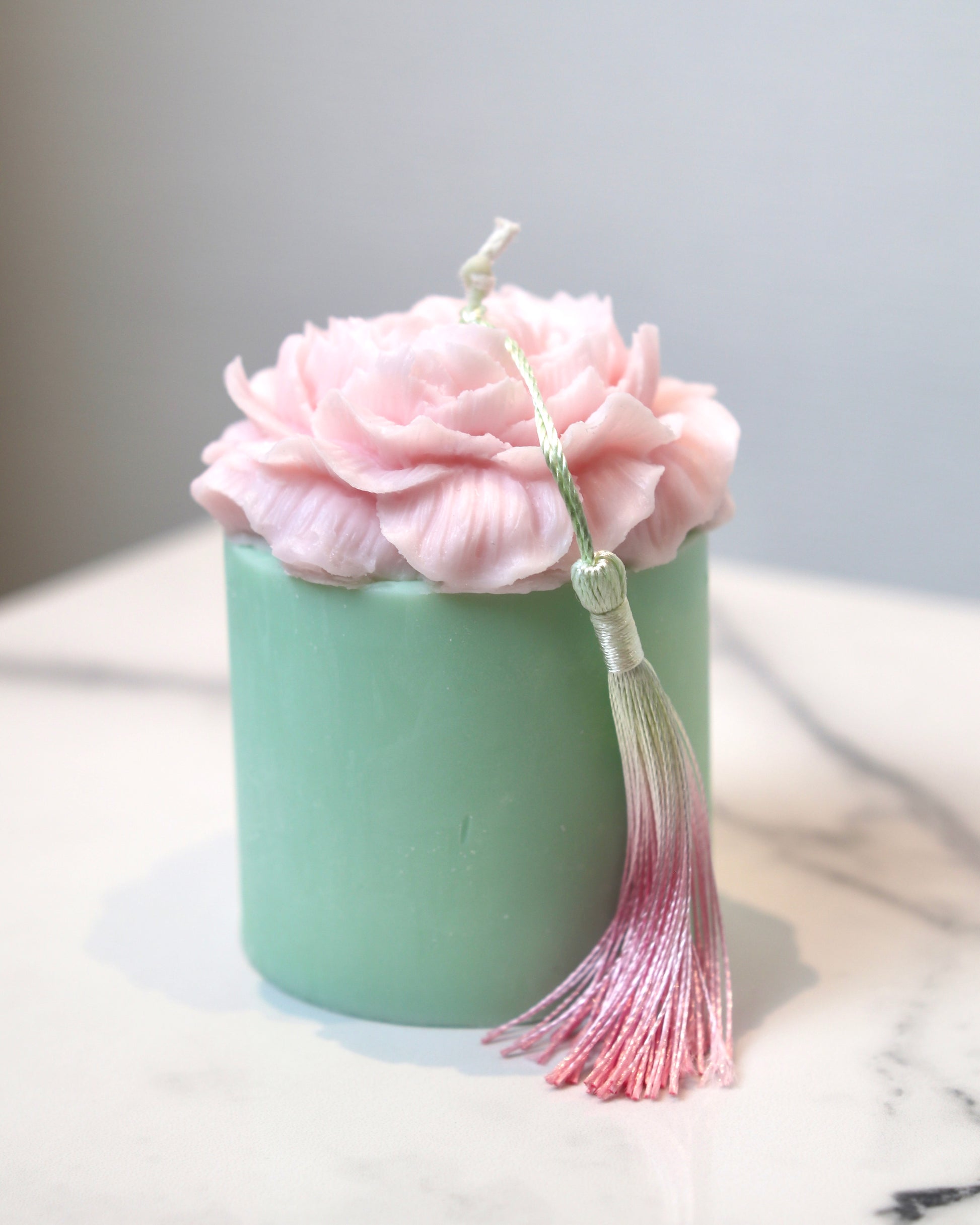 Rose Tassel Candle (Pink & Green)